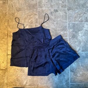NWT Eberjey Washable Silk Cami & Short PJ Set in Navy (XS)